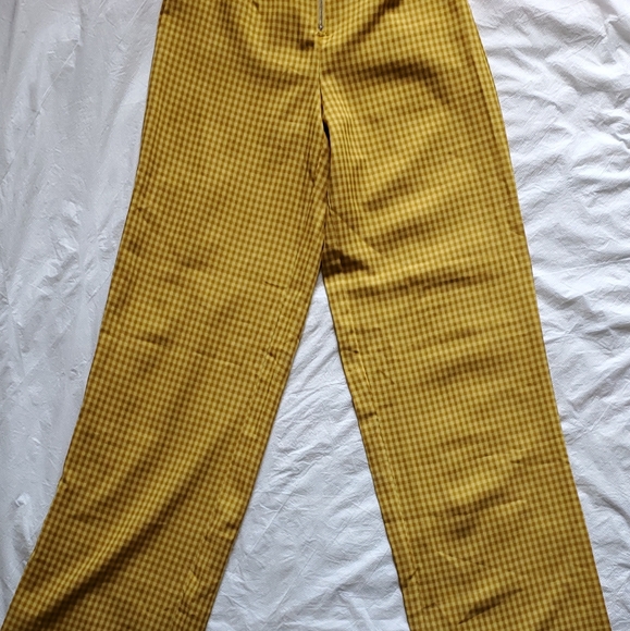 PLT Yellow Check Wide Leg Pants - Picture 4 of 8